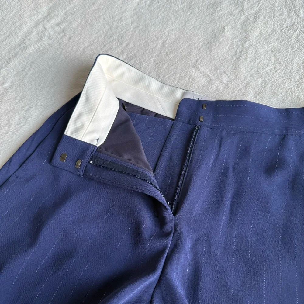 M.M. Lafleur The Zhou Culotte Navy Blue Striped Wide Leg Pants S (4) - Picture 7 of 12